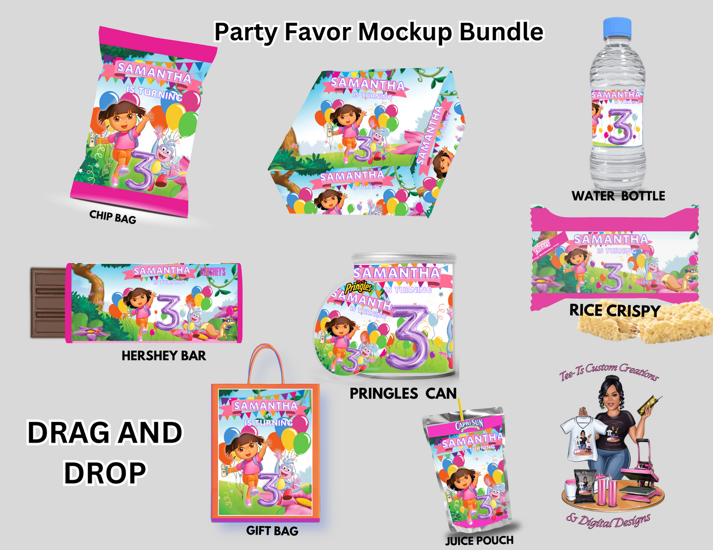 Dora Editable Party Favor Template