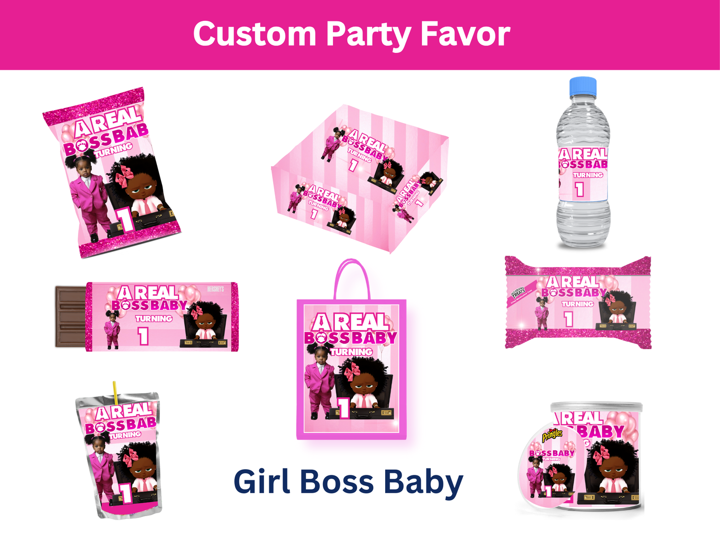 Boss Baby Editable Party Favor Bundle - Girl