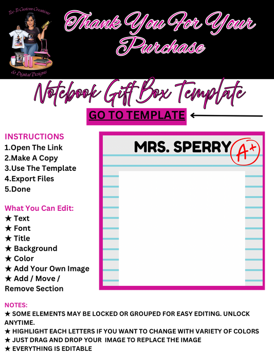 Notebook Gift Box Editable Template