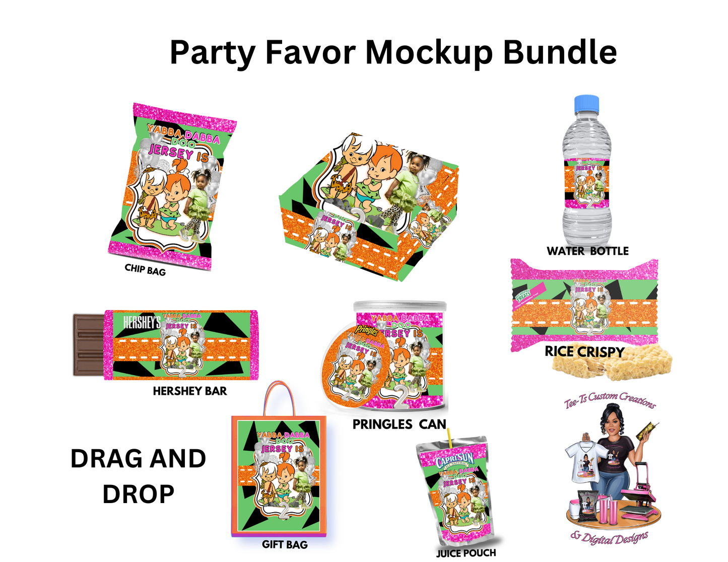 Flinstone Party Favor Template (Editable)